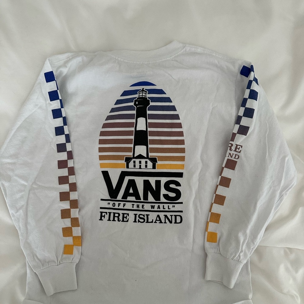 Vans White Custom Fire Island Long Sleeve Tee